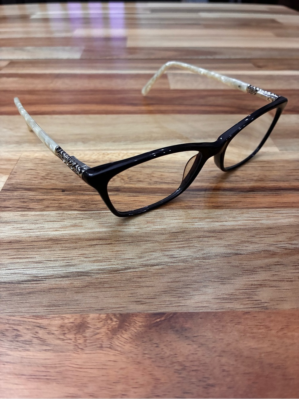 XOXO Eyeglasses Glasses Frames Barcelona Jet Cat Eye Black Pearl White 52-16-135 - Picture 3 of 16